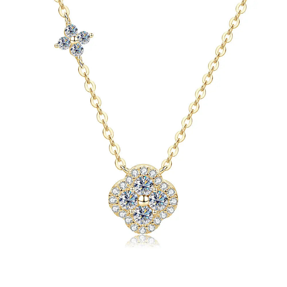 14K Gold VVS1 Clover Pendant Necklace