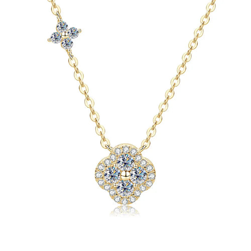 14K Gold VVS1 Clover Pendant Necklace